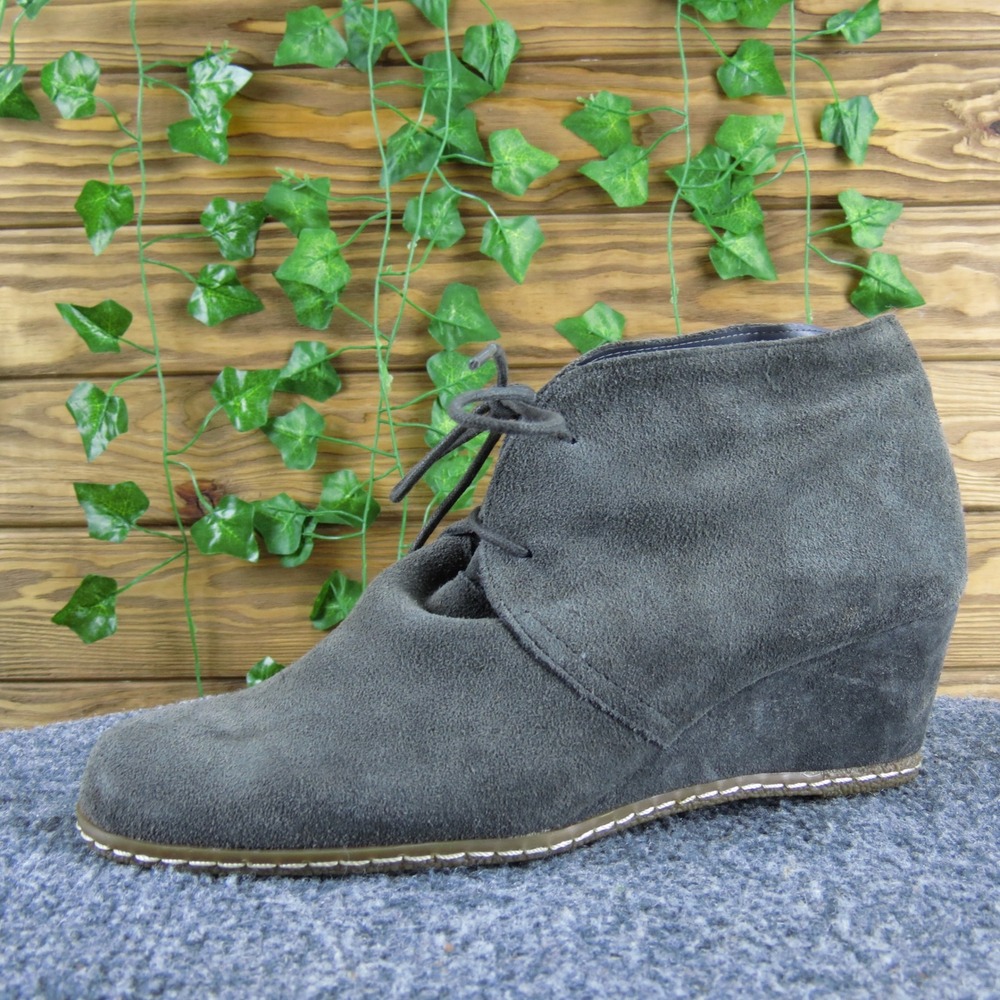 Franco Sarto Acquire Gray Suede Leather Lace Up Wedge Ankle Booties Women's 9